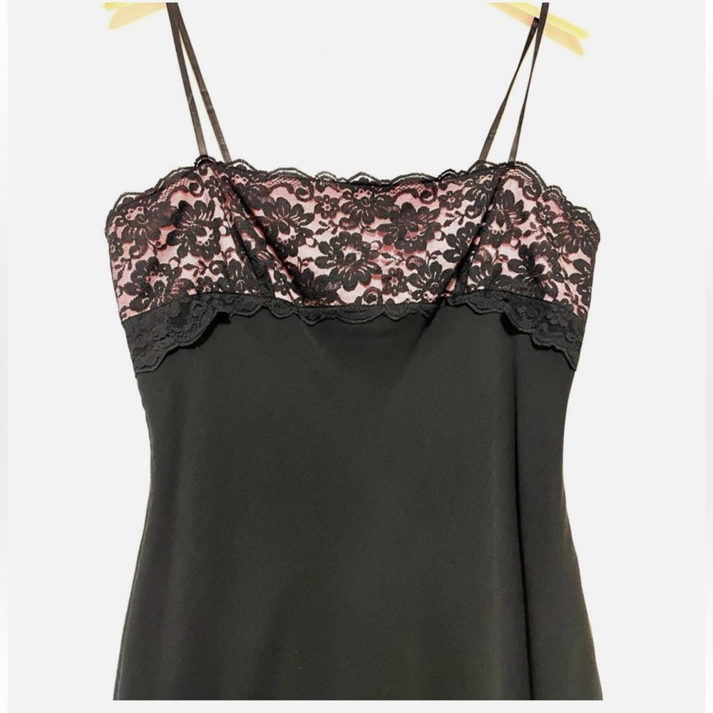 100% Silk 00s Express Black Lace & Pink Cocktail Dress - Picture 5 of 14